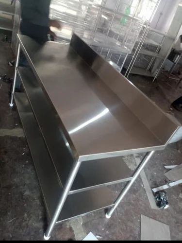 High-back stainless-steel preparation counter